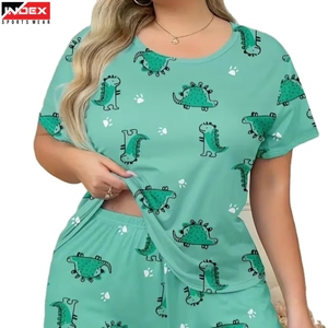 Ensemble de vêtements de nuit pour femmes en soie de luxe, t-shirt et short, ensemble de 2 pièces, vêtements de détente élégants pour femmes, tenues de maison - Product Image 1