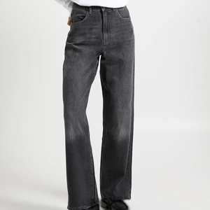 Jeans Rectos de Mezclilla Elástica para Mujer, Cintura Alta, Estilo Urbano Sexy, Bordado Personalizable, Servicio OEM - Product Image 1