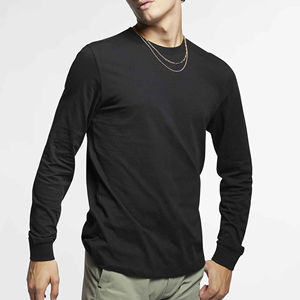 T-shirt à manches longues pour homme, col rond, coupe classique, tricoté, couleur unie, style décontracté - Product Image 3