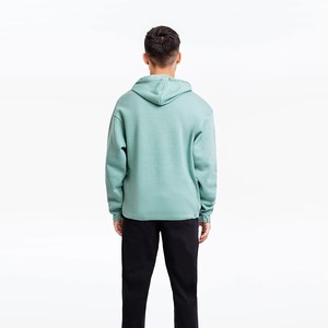 Sweat-shirt à capuche vert menthe pour homme, coupe classique, décontracté, couleur unie, avec poches, en molleton tricoté surdimensionné pour l'automne - Product Image 4