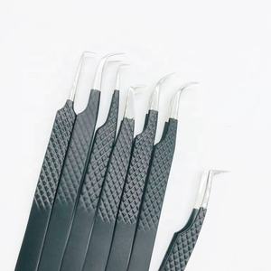 Qualité supérieure Professionnel Noir Mat Argent Acier Inoxydable Diamant Grip Pointu Personnalisé Marque Privée Extension de Cils - Product Image 6