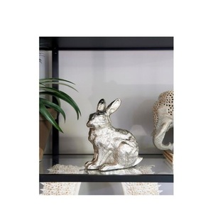 Cast aluminium <b>rabbit</b> sculpture charming sitting bunny metallic wildlife statue decorative centerpiece for modern interiors - Product Image 1