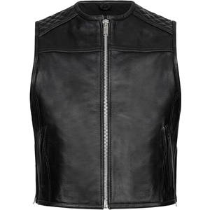 Chaleco de motociclista de cuero genuino para hombre con un corte tradicional diseñado para la comodidad en el uso diario y un estilo de motocicleta sencillo y atemporal. - Product Image 1