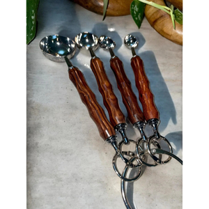 8 Piece <b>Set</b> Stainless Steel Cutlery <b>Set</b> <b>Measuring</b> <b>Cups</b> And Spoon <b>Set</b> With 250ml Capacity With Wooden Handles Shiny Polished - Product Image 5