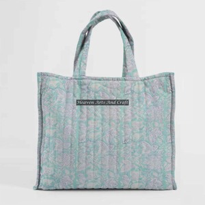 Sac fourre-tout matelassé léger fait à la main appel moderne à la mode élégant bloc impression spacieux Shopper poches pratiques pour Mobile - Product Image 1