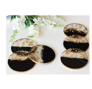 Posavasos de Resina Personalizados para Mesa de Boda, Color Gris, Accesorios Modernos para Decoración de Mesa, Diseño con Borde Dorado - Product Image 5