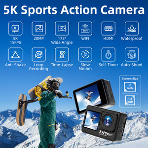 Nouvelle caméra d'action portable HD 5K à double écran, étanche jusqu'à 30 m, anti-vibrations, avec Wifi, pour la plongée et le ski - Product Image 2