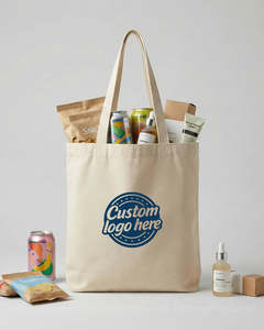 Natural Cotton Canvas Tote <b>Bag</b> Reusable Shopping <b>Bag</b> with <b>Long</b> Handles for Grocery Travel and Daily Carry - Product Image 1