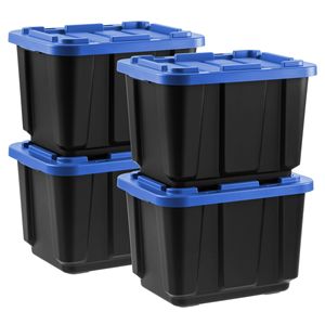 Contenitori per la conservazione da 12 galloni con coperchi a chiusura ermetica - Confezione da 4 |   Contenitori Impilabili Resistenti per Organizzazione di Garage, Capannoni e Seminterrati - Product Image 1