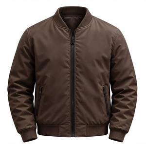 Chaqueta Bomber Marrón para Hombre, Chaqueta de Piloto Casual con Cierre, de Poliéster, para Primavera y Otoño, con Etiqueta de Logotipo Privado, Chaquetas de Poliéster para Hombre - Product Image 1