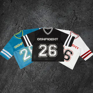 High Quality Custom Oversized Mesh Football Jersey T Shirt <b>Retro</b> Shirts Men Football T Shirt - Product Image 3