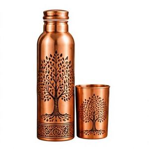 Botella de Agua de Cobre Puro con Asa de Transporte, Frasco de Boca Ancha Contemporáneo para Viajes, Ecológico y de Gran Capacidad - Product Image 2