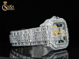 Montres à cadran en acier inoxydable glacé avec diamants naturels pour hommes, conçues sur mesure et à la demande, montre de l'Inde disponible à la vente - Product Image 4