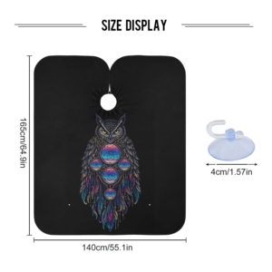 Cape de coiffure Owl Dreamcatcher noire en textile résistant à l'eau avec col à bouton-pression - Product Image 3