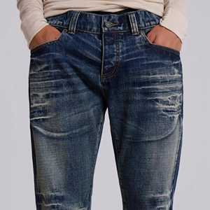 Pantalones Vaqueros de Hombre, Corte Recto, Cintura Media, Lavado Claro, Ajuste Holgado, Estilo Casual de Invierno, Desgastados, 100% Algodón Tejido - Product Image 6