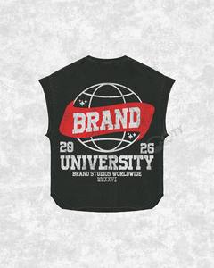 Camiseta sin mangas para hombre BRAND, negra, con cuello redondo, de algodón, con diseño de letras impresas, estilo casual, con logo frontal - Product Image 6
