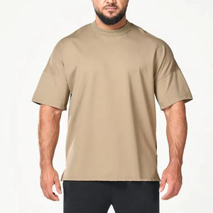 Camiseta de Manga Corta para Hombre, Talla Grande, Tejida, con Estampado Sólido, 100% Algodón, Cuello Redondo, Transpirable, Anti-UV, Ecológica, Personalizable - Product Image 1