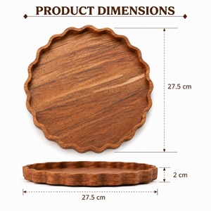 Plateau de service en bois irrégulier avec tasses à thé, noix et bol – Vaisselle moderne et minimaliste, compatible lave-vaisselle, pour thé et café - Product Image 3