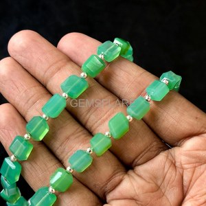 Natural Chrysoprase Faceted Tumble Gemstone Beads Wholesale Chrysoprase Loose Nuggets Beads 5x7-6x8MM 8 Inch For Jewelry Making - Product Image 6