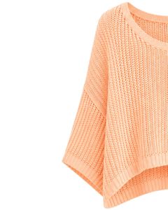 Pull court tricoté ample pour femme Peach, coupe décontractée, manches courtes, léger et respirant, idéal pour l'été - Product Image 3