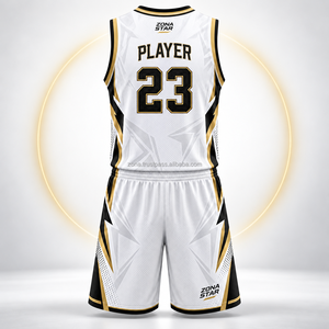 Conjunto de Baloncesto Personalizado con Serigrafía en Poliéster, Camiseta sin Mangas de Malla Transpirable Blanca y Pantalones Cortos, Venta al Por Mayor para Hombres Adultos - Product Image 5