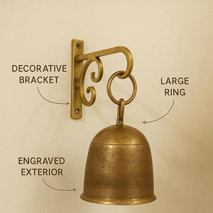 Campana Colgante de Latón Antiguo con Soporte de Pared, Campana Decorativa para el Hogar, Jardín, Entrada y Decoración Exterior - Product Image 2
