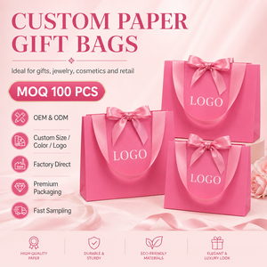Bolsas <span class=keywords><strong>de</strong></span> Regalo <span class=keywords><strong>de</strong></span> Papel <span class=keywords><strong>Rosa</strong></span> Mate con Asas <span class=keywords><strong>de</strong></span> Listón y Lazo, Bolsas <span class=keywords><strong>de</strong></span> Compras Personalizadas con Logotipo para Cosméticos y Joyería al por Mayor - Product Image 2