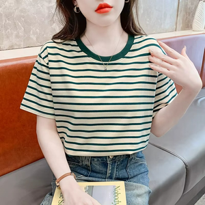Korean Station Color Blocking Short Sleeved Women's Loose Sweet Tank <b>Tops</b> <b>Linen</b>/Cotton Breathable Eco-Friendly Wholesale - Product Image 4