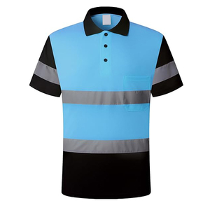 Reflective Breathable Eco-Friendly <b>Canvas</b> Men's Safety for Shirts with Custom Logo Hi Vis Workwear Short Sleeve - Product Image 5