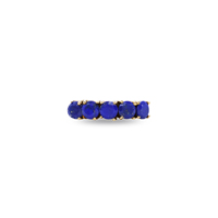 Bague en Lapis-lazuli bleu plaqué or 14K, style alliance éternité moderne, avec pierre ovale et cinq pierres, bijou unisexe pour fiançailles, en laiton de septembre