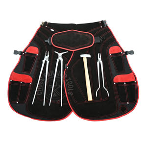 ชุดเครื่องมือช่างตีเหล็กสีแดงดำ ทนทาน พร้อมผ้ากันเปื้อนแบบหนา คีมตีเหล็กหัวกลม คีมจับรองเท้า คีมขยายรองเท้าแบบยาว - Product Image 1