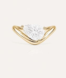 0.50 Carat Pear cut lan grown <b>diamond</b> <b>ring</b> customised curved band <b>ring</b> IGI certified 14K Gold stackable engagement <b>ring</b> - Product Image 1