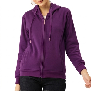 Sudadera con Capucha Personalizada para Mujer, con Cierre, de Felpa Francesa Gruesa, Color Sólido, de Algodón y Poliéster, Talla Grande - Product Image 4