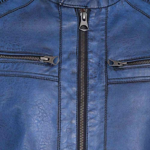 Custom Men Blue <b>Real</b> <b>Leather</b> <b>Jacket</b> Slim Fit Biker Style Racing Moto Coat Top Grain Sheepskin <b>Leather</b> Outerwear Manufacturer - Product Image 6