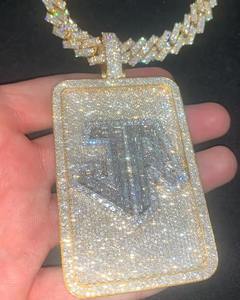 Colgante de Moissanita Real de 4 Ct con Corte Redondo y Engaste de Bisel, Plateado en Plata, Estilo Hiphop, para Fiestas Unisex, HUMERA JEWELS - Product Image 4