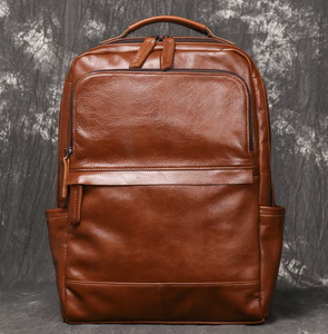 Sac à dos de travail vintage en cuir véritable HAWK SPORTS INDUSTRIES, grande capacité, sangle réglable, fermeture à glissière, unisexe, pour ordinateur - Product Image 6