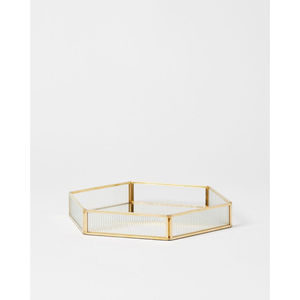 Plateau rectangulaire en verre miroir doré, décoratif, pour organiser les parfums et les bijoux, idéal pour la salle de bain, la chambre, la table de maquillage ou la table basse. - Product Image 4