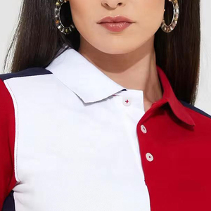 Best Selling Quick Dry <b>Women</b> Polo <b>T</b> <b>Shirt</b> Breathable Causal Wear Color Blocked Short Sleeve Casual Red <b>White</b> Woman Polo <b>T</b> <b>Shirt</b> - Product Image 4