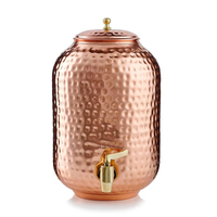 Distributeur d'eau en acier inoxydable martelé, design moderne et écologique, avec support métallique, pot à eau ayurvédique artisanal de 5 litres