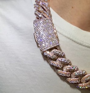 <b>Iced</b> <b>Out</b> Rose Gold <b>Chain</b> Emerald Cut Moissanite Cuban Link <b>Chain</b> Mens Hip Hop <b>Chain</b> - Product Image 3