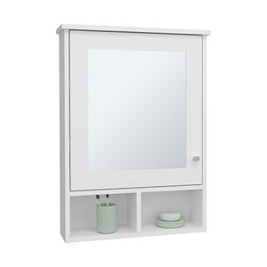 Armadietto per medicinali bianco da 29 pollici con 5 ripiani, 1 anta e 1 specchio, mobile da bagno - Product Image 2