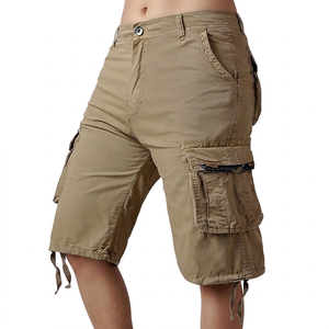 Men's Shorts Solid Canvas Breathable Mid Waist Button Fly Casual Shorts with Pockets - Product Image 2