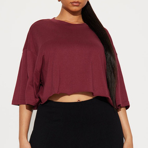 Women's Lightweight Breathable Summer <b>Crop</b> <b>Top</b> Sporty Round Neck Short Sleeve Shirt Fashionable Heavyweight <b>Top</b> - Product Image 1