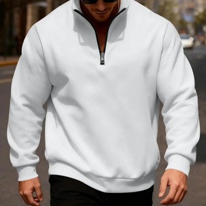 เสื้อสเวตเชิ้ตผู้ชายแบบซิป ¼  คอเต่า  บุขน  ปักลาย  แขนยาว  ใส่สบาย  ลำลอง  สปอร์ต  สตรีทแวร์  สีพื้น  สำหรับฤดูหนาว - Product Image 5