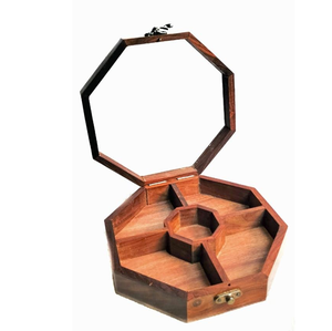 Boîte à fruits secs en bois brun de luxe moderne avec couvercle en verre UF INTERNATIONAL WDB-72 Modèle personnalisable en taille et en forme pour mariage et fête - Product Image 2