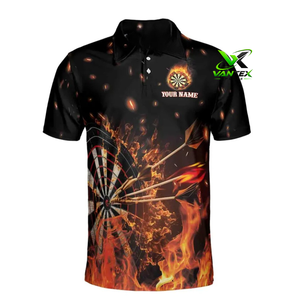 T-shirt décontracté à manches courtes VANTEX pour homme, séchage rapide, 100 % polyester tricoté, avec impression flamme et nom personnalisé - Product Image 1