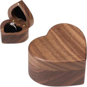 Boîte à bague de fiançailles en bois mince en forme de cœur, étui porte-bague pour cérémonie de mariage, jour commémoratif, anniversaire - Product Image 4