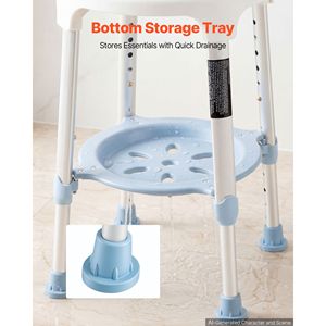 Chaise de douche pivotante à 360 degrés, robuste, réglable en hauteur, antidérapante, siège de bain rotatif pour baignoires - Product Image 5
