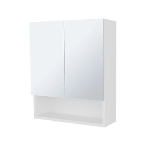 Mobile da Bagno Bianco con Ante a Specchio e Vano Aperto - Product Image 3