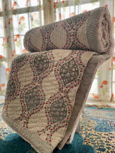 Rajasthani Cotton Filling Reversible Hand Block <b>Quilt</b> Cooling Eco-Friendly Vintage 60x90" 90x108" Luxury <b>Bedding</b> <b>Quilt</b> - Product Image 4